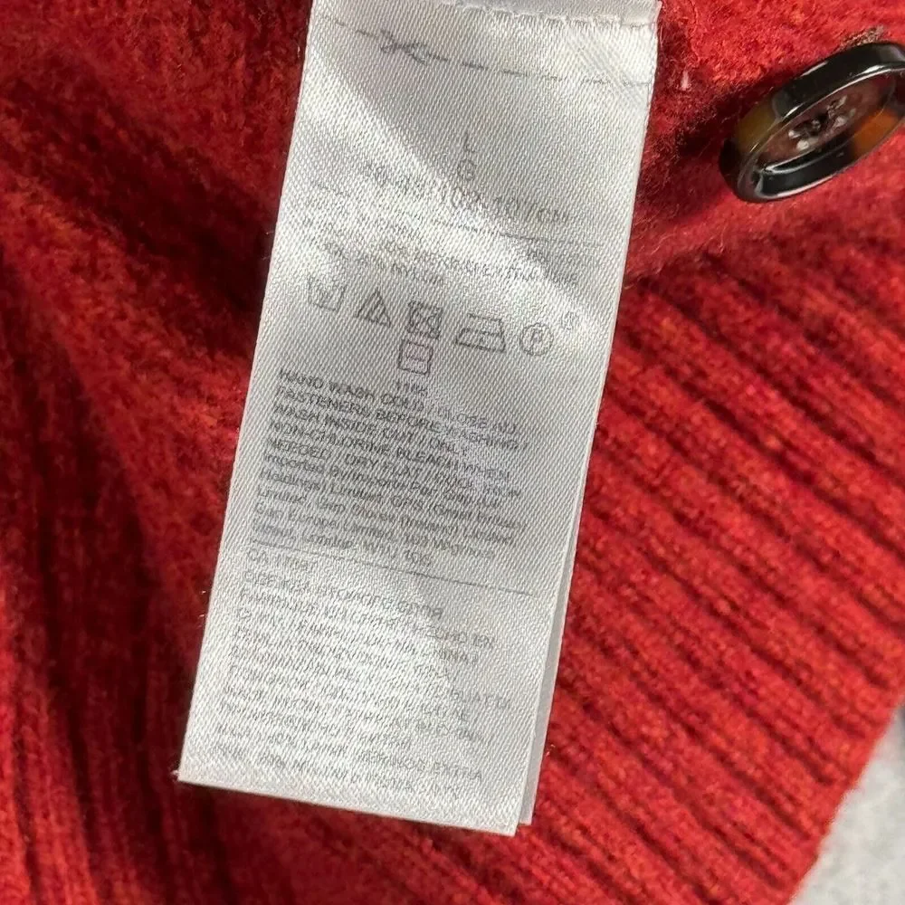 Banana Republic Wool Henley Sweater Mens Large Red Italian Yarn‎ Comfort Stretch